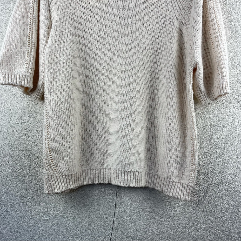 SOLD l L Retro Collared Cream Short Sleeve Crewneck T-Shirt Sweater - Picture 8 of 16
